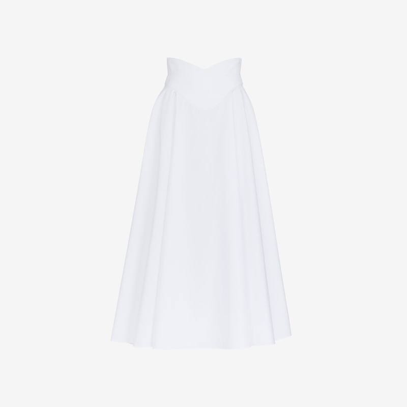 Alexander McQueen Women's White Corset Midi Skirt - 2 (Cotton)
